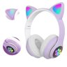 Fone de Ouvido Gata sem Fio Bluetooh Led Colorido Roxo - 1
