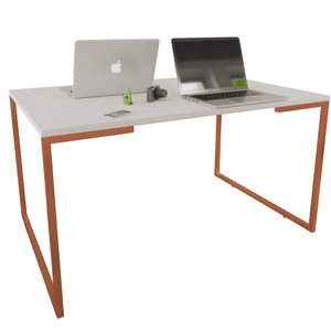 Mesa de Escritório Base Metal Bronze Tampo Branco 90cm House