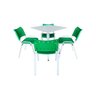 Jogo Mesa Quadrada 70x70 para Restaurante Comércio com 4 Cadeiras Iso Verde Base Branca Ecomhome - 10