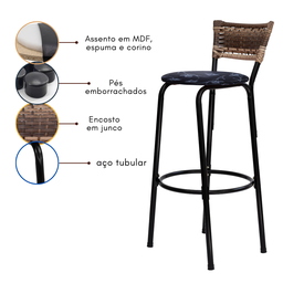 Banco para Bancada Banqueta Alta Cappuccino Balcão Cozinha Bistrô Área Gourmet Churrasqueira - 5