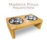 Alimentador Pet Pequeno Elevado Comedouro Bebedouro Ração Cachorro Gato Pet Suporte Pote Inox Madeir - 1