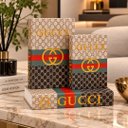 Ver imagem 2 de Conjunto de 3 Caixas Decorativas Gucci em MDF g: a: 30cm L: 21cm P: 7cm m: a: 26cm L: 17cm P: 5cm P: