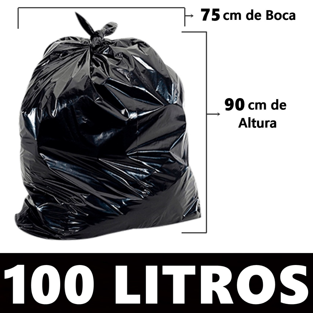 Saco de Lixo 100 Litros Pacote com 100 Unidades 0.6 Micras - 2