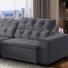 Sofá Retrátil Reclinável 7 Lugares 350cm com Pillow Veludo Cinza Alasca Megasul - 2