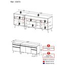 Ver imagem 5 de Kit com 2 Balcões de Cozinha 150cm e 70cm Veneza Multimóveis V2073 Branco/preto