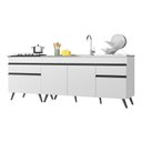 Ver imagem 1 de Kit com 2 Balcões de Cozinha 150cm e 70cm Veneza Multimóveis V2073 Branco/preto