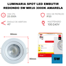 Kit 5 Spot Led Dicroica Embutir Redondo 5W 3000k MR16 Amarelo Luminária Direcional Teto Gesso Casa L - 3