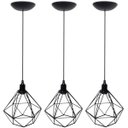 Ver imagem 1 de 3 Pendentes Aramado Diamante Luminária Lustre P Teto Retrô Vintage Industrial Balcão Preto