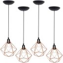 Ver imagem 1 de 4 Pendentes Aramado Diamante Luminária Lustre Teto Retrô Vintage Industrial Balcão Cobre Rose