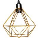 Ver imagem 4 de 4 Pendentes Aramado Diamante Luminária Lustre P Teto Retrô Vintage Industrial Balcão Dourado