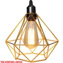 Ver imagem 3 de 5 Pendentes Aramado Diamante Luminária Lustre P Teto Retrô Vintage Industrial Balcão Dourado