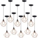 Ver imagem 1 de 10 Pendentes Aramado Diamante Luminária Lustre Teto Retrô Vintage Industrial Balcão Cobre Rose