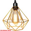 Ver imagem 3 de 10 Pendentes Aramado Diamante Luminária Lustre P Teto Retrô Vintage Industrial Balcão Dourado