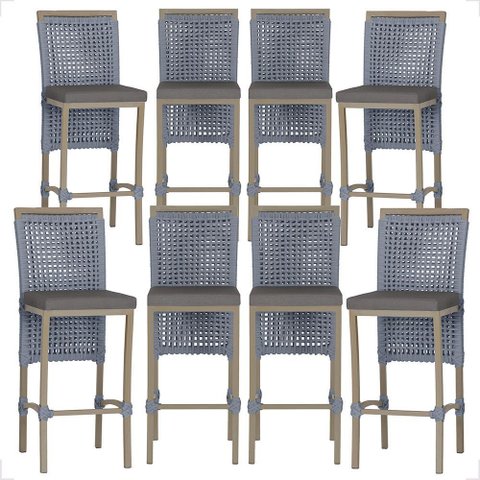 8 Banqueta em Alumínio Roma Fendi Corda Náutica Tecido 11