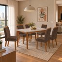 Ver imagem 1 de Conjunto de Mesa de Jantar Dublin 180 Tp MDF Laminado Canto Copo 6 Cadeiras Valentina