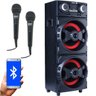 Caixa Som Amplificada Bluetooth 1000W Rms Mp3 Fm USB SD Aux LED Bivolt 2 Microfone Aca 1001 Preta - 2