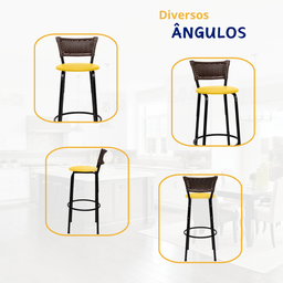 Kit 4 Banquetas para Cozinha Banco Alto Junco Argila Balcão Ilha Bancada Bares Piscina Área Gourmet - 5