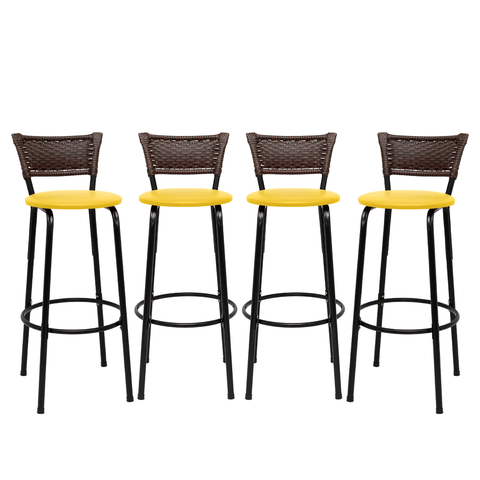 Kit 4 Banquetas para Cozinha Banco Alto Junco Argila Balcão Ilha Bancada Bares Piscina Área Gourmet
