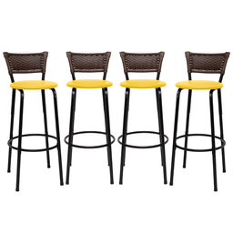 Kit 4 Banquetas para Cozinha Banco Alto Junco Argila Balcão Ilha Bancada Bares Piscina Área Gourmet - 1