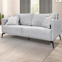 Sofa Liv 3 Lugares 200cm Pes Aço Linho 233 Grigio Ezz Grigio - 9
