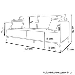 Sofa Liv 3 Lugares 200cm Pes Aço Linho 233 Grigio Ezz Grigio - 7