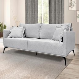Sofa Liv 3 Lugares 200cm Pes Aço Linho 233 Grigio Ezz Grigio - 6