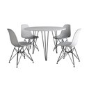 Ver imagem 6 de Mesa De Jantar Redonda 90Cm Branca Clips 3 Pés Com 4 Cadeiras Brancas Ferro Preto Cor: Branco