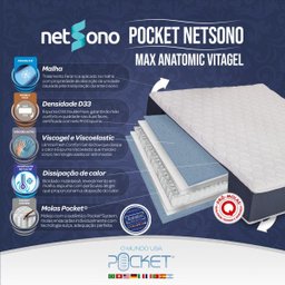 Colchão Solteirão Netsono Solteiro King Na Caixa Vitagel Pocket® Double Face 100x200x25cm - 5