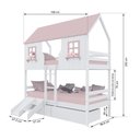 Ver imagem 3 de Beliche Casinha Encantada com 02 Gavetas Kit Escada/ Escorregador Madeira Maciça Branco/ Rosa
