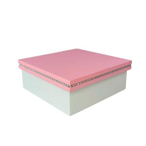Caixa Personalizada com Strass 100% Mdf (17x17x07) Rosa/branco