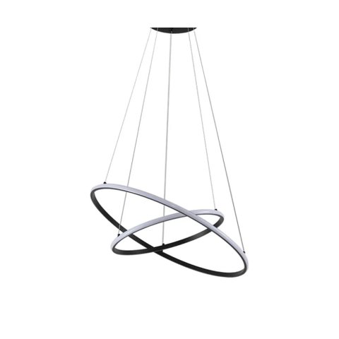 Pendente 2 Anéis Inverse Preto 60cm Led 48w Bivolt Paris Luz