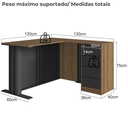Ver imagem 3 de Mesa e Balcao para Escritorio Office Cm8000 Mel Grafite Faem