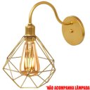 Ver imagem 3 de 2 Luminárias Arandela de Parede Aramada Diamante P Industrial Retro Dourada Agp Ilumini Vintage