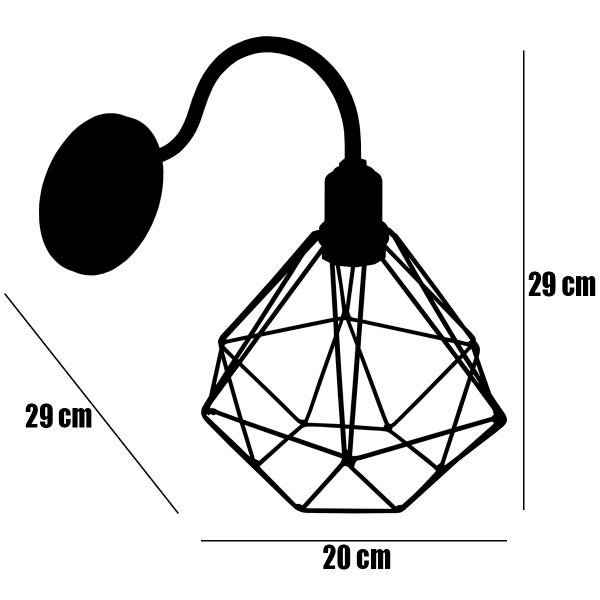 2 Luminárias Arandela de Parede Aramada Diamante P Industrial Retro Dourada Agp Ilumini Vintage - 2