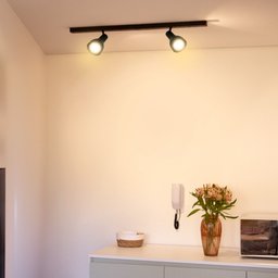 Kit 2 Trilho Eletrificado 1 Spot Lâmpada E27 Direcionável Cor:preto - 2
