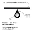 Ver imagem 3 de Kit 2 Trilho Eletrificado 1 Spot Lâmpada E27 Direcionável Cor:preto
