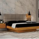 Ver imagem 1 de Cama Casal Braga Estofada com Espelho 2 Mesas de Cabeceiras