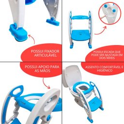 Assento Sanitário Redutor Infantil com Escada e Alça Dobrável Portátil Azul Importway Bw-184 Az - 6