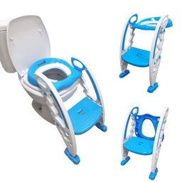 Assento Sanitário Redutor Infantil com Escada e Alça Dobrável Portátil Azul Importway Bw-184 Az - 3