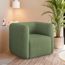 Ver imagem 1 de Poltrona Decorativa Sala de Estar Trinidad Base Fixa Bouclê Verde Oliva G33 - Gran Belo