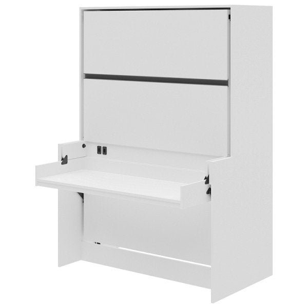 Mesa Escrivaninha e Cama de Casal Retrátil Branco 2 em 1 Forman - Save Space