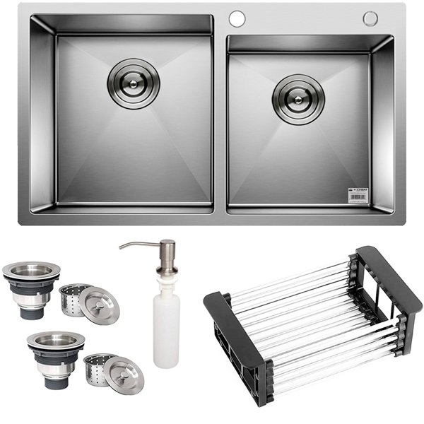 Cuba Dupla Quadrada Inox 304 Gourmet 8045 com Acessórios EC253