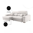 Ver imagem 2 de Sofá com Chaise Charlotte 4 Lugares Retrátil e Reclinável 214cm Creme Linho