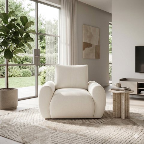 Poltrona Fixa 1 Lugar Chenille Murale 111cm Yescasa