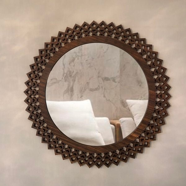 Espelho Decorativo Madeira Pegui Jasper - 45 cm - Marrom - 8