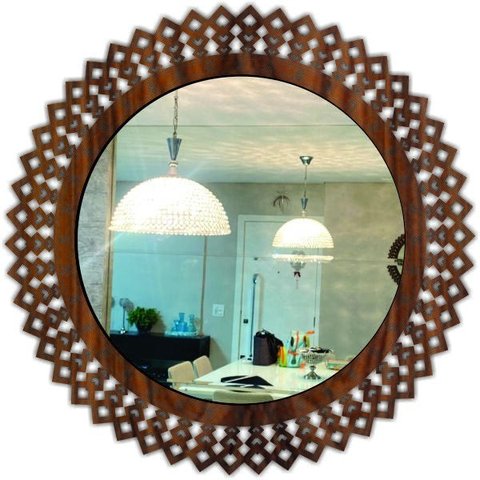 Espelho Decorativo Madeira Pegui Jasper - 45 cm - Marrom