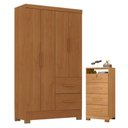 Ver imagem 1 de Guarda Roupa Solteiro Primordial Max 4 Portas e Cômoda Primordial Max 4 Gavetas Cinamomo Fosco-
