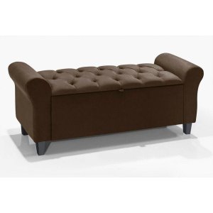 Recamier Baú Divã Paris 1,55M para Cama Queen - Lv Móveis:Marrom