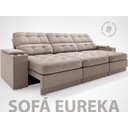 Ver imagem 3 de Sofá com Porta Copos e Carregador USB Eureka 2,30m Assento Retrátil e Reclinável Velosuede