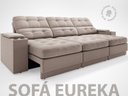 Ver imagem 3 de Sofá com Porta Copos e Carregador USB Eureka 2,30m Assento Retrátil e Reclinável Velosuede